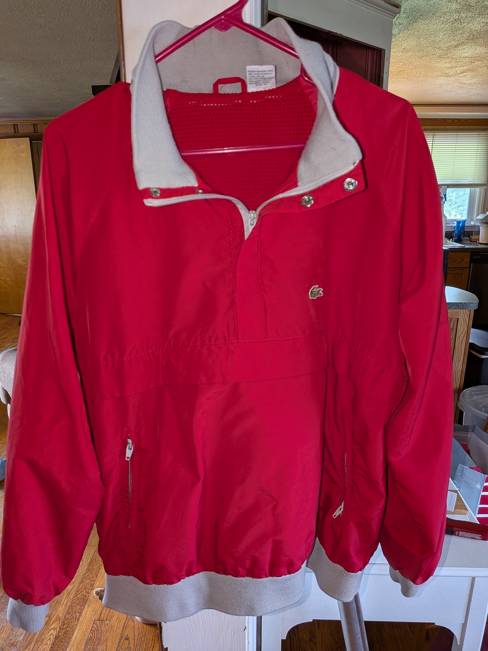 Lacoste Women’s Red Pullover Windbreaker Jacket